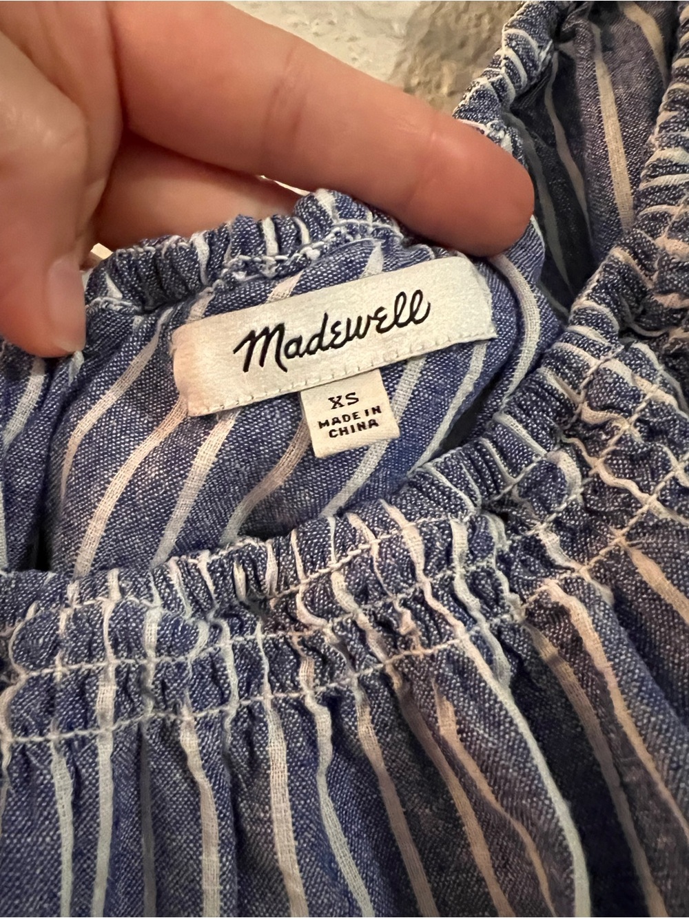 Madewell Blue and White Striped One-Shoulder Dress - Picture 7 of 8